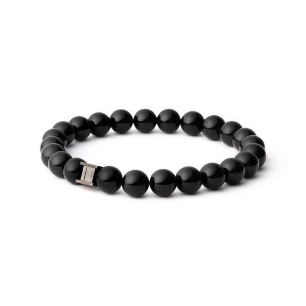 Armband mit 8 mm Onyx-Stein und schwarzem Zwischenstück - Deep Black Onyx